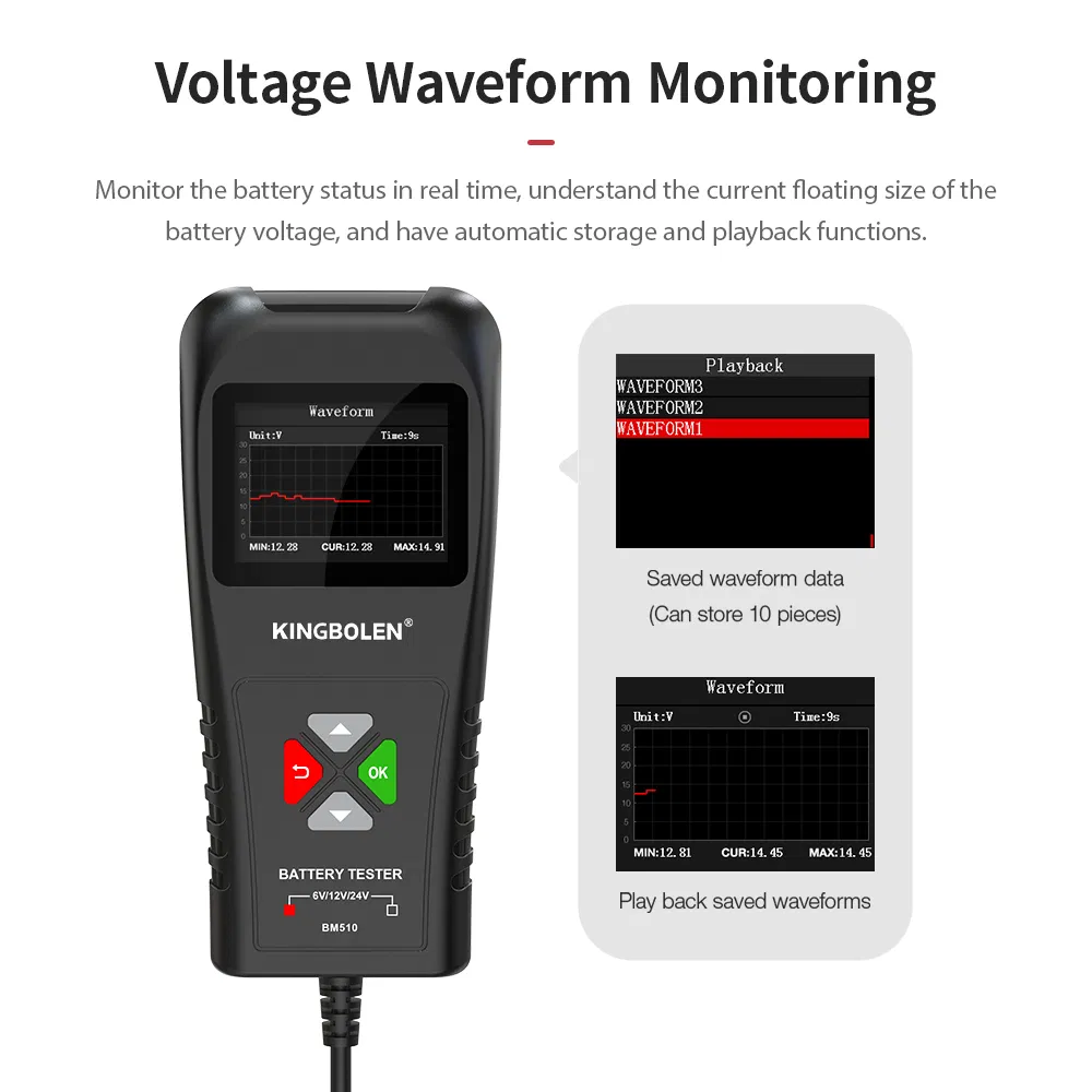 Bm510 6V 12V 24V Battery Analyzer Charging Cranking Load Ripple Test Reverse Protection Car Truck Motor Tools Pk Foxwell Bt705