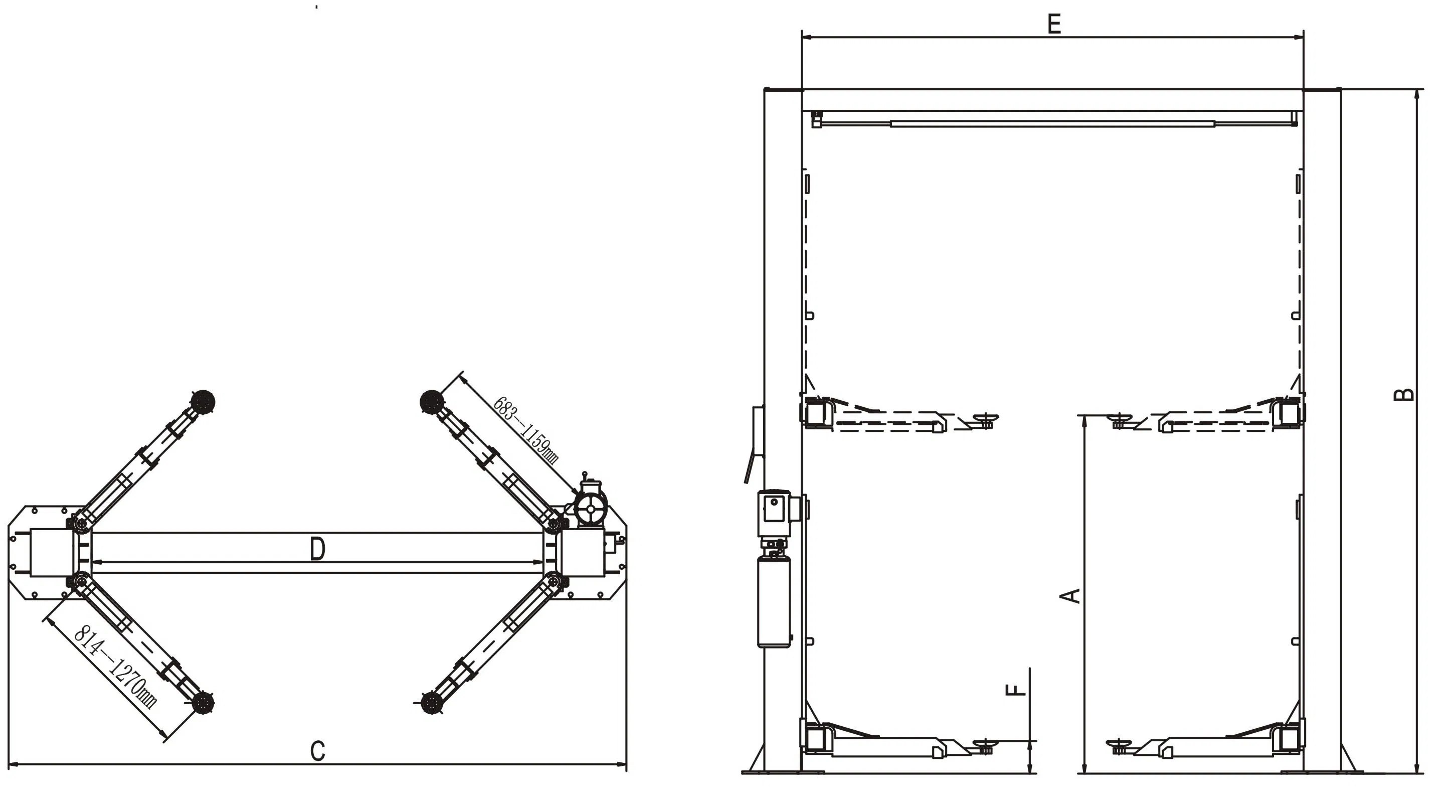 China Manufacturer Economic 2 Pillar Car Lifter Set (211SAC)