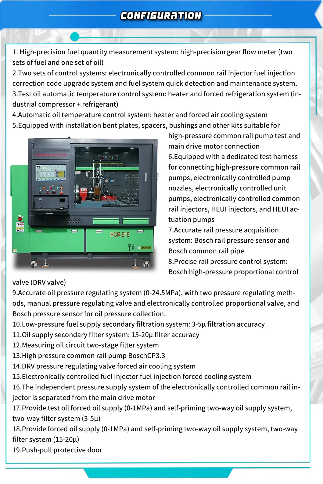 Common Rail Test Bench with C7c9 Pump Test Function and Cat320d Pump Testing Function