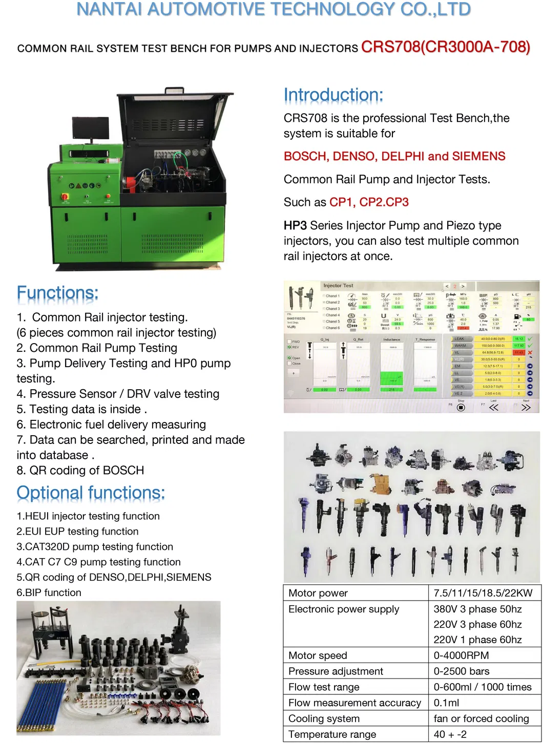 Cr3000A-708 Common Rail Test Bench with Ima Coding and Heui Injector and Pump, Cat320d Pump and Eui Eup Testing