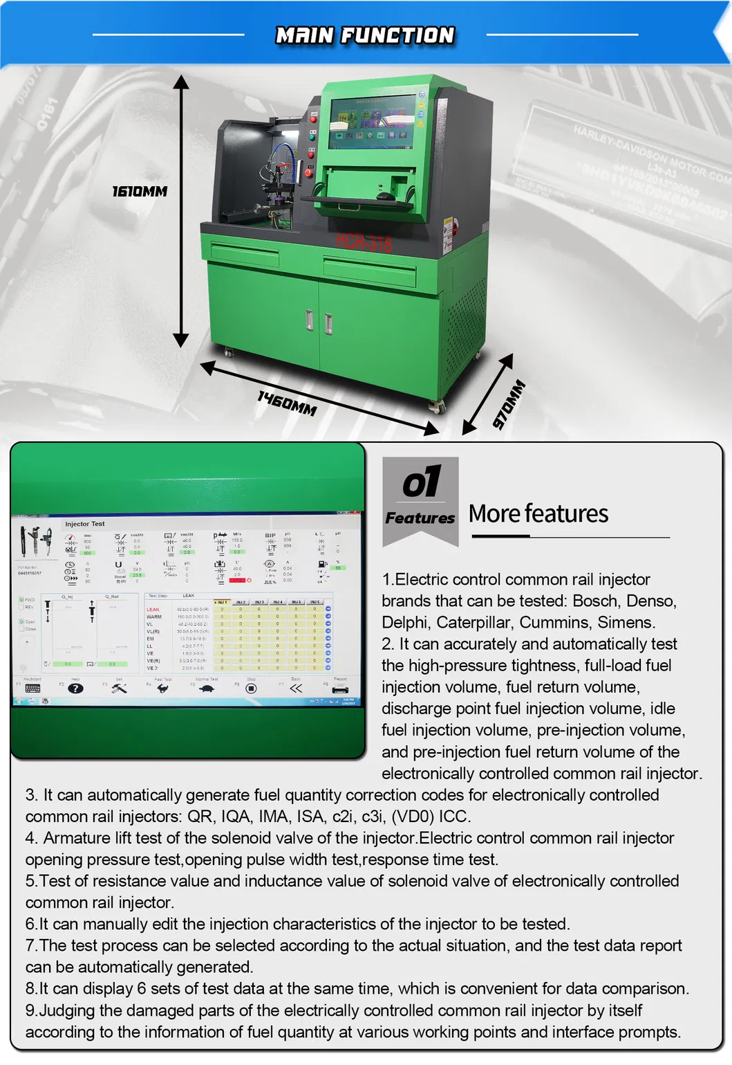 Crystal Hcr-318 Fuel Injection Test Bench Common Rail Injector