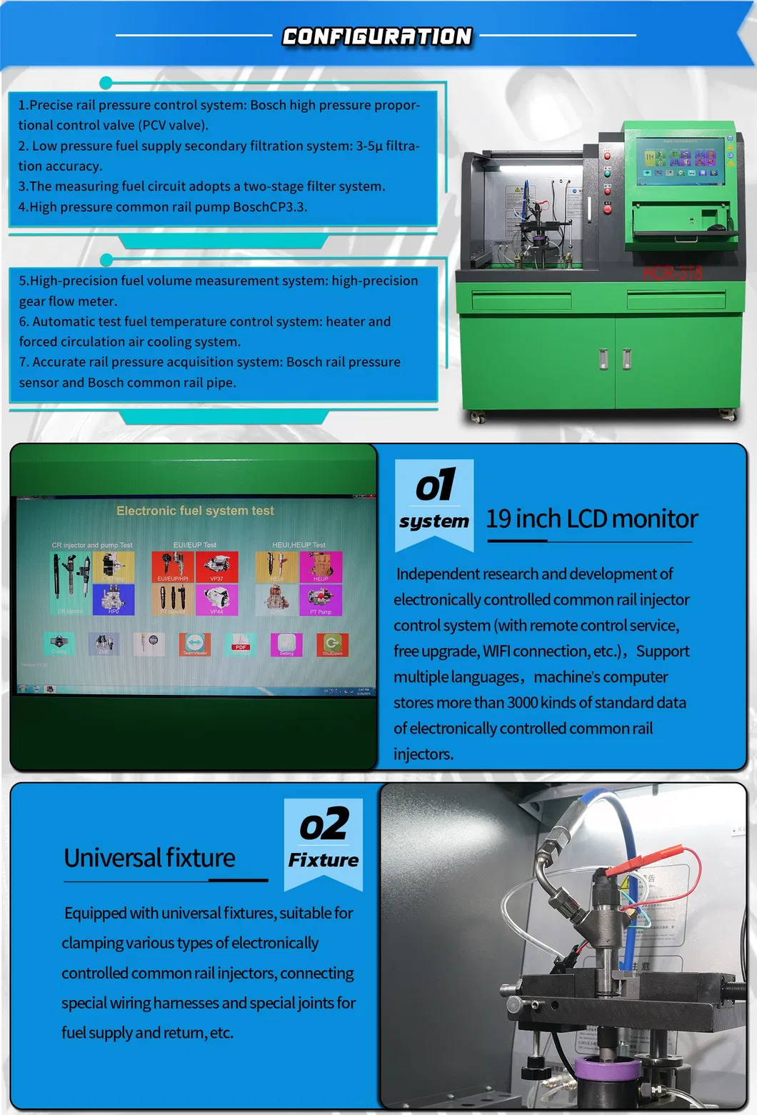 Crystal Hcr-318 Fuel Injection Test Bench Common Rail Injector