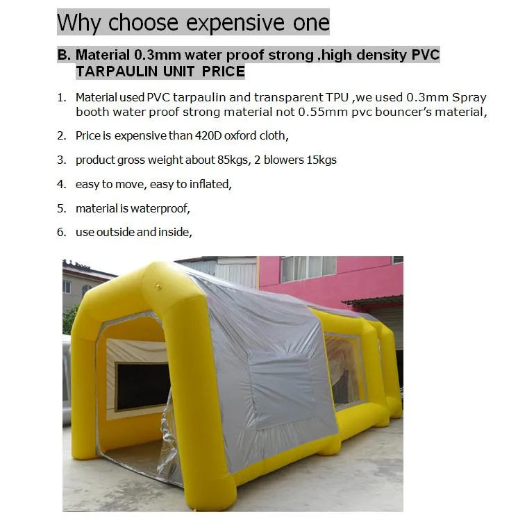 Custom Size Cabina De Pintura Outdoor Used Mobile Inflatable Paint Booth Inflatable Spray Booth for Car