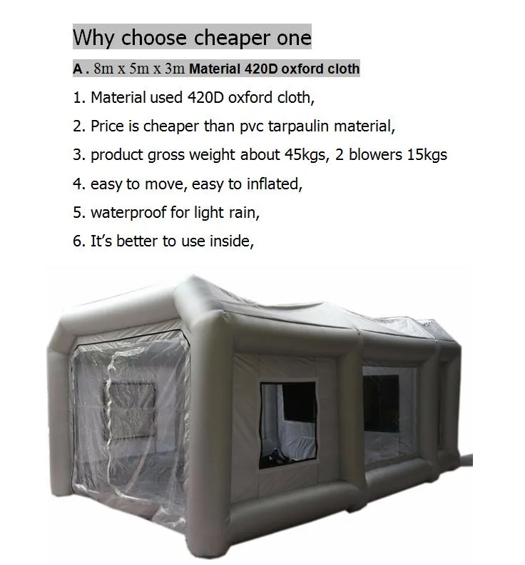 Custom Size Cabina De Pintura Outdoor Used Mobile Inflatable Paint Booth Inflatable Spray Booth for Car