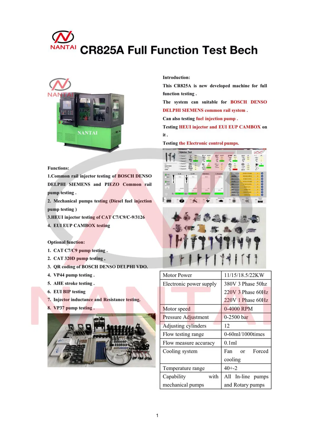 Diesel Fuel Common Rail Test Bench Nts815A Injection Pump Eui Eup Cambox Heui Cat320d Cat C7 C9 Testing Qr Coding