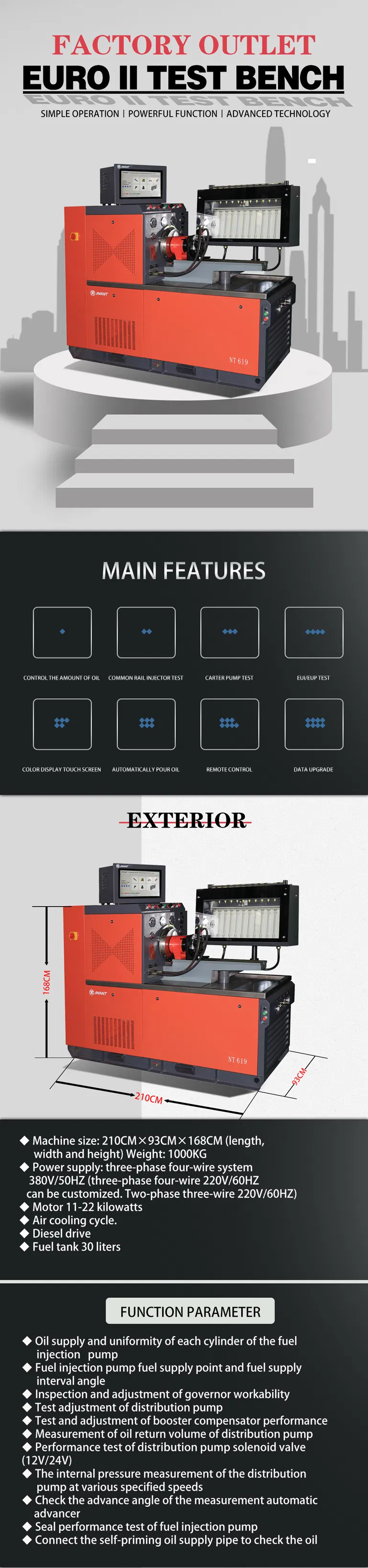 Economic Common Rail Test Bench Multi-Function Machine Bosch Denso Delphi and Siemens