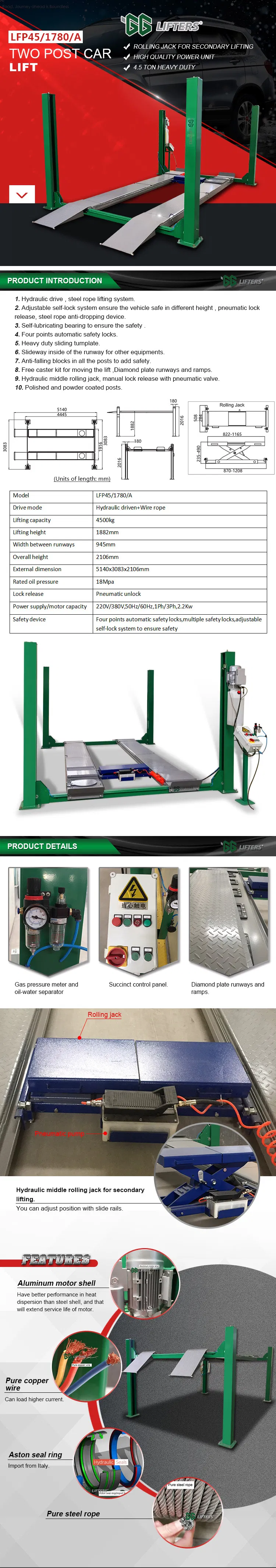 Four Post Car Lift for Wheel Alignment