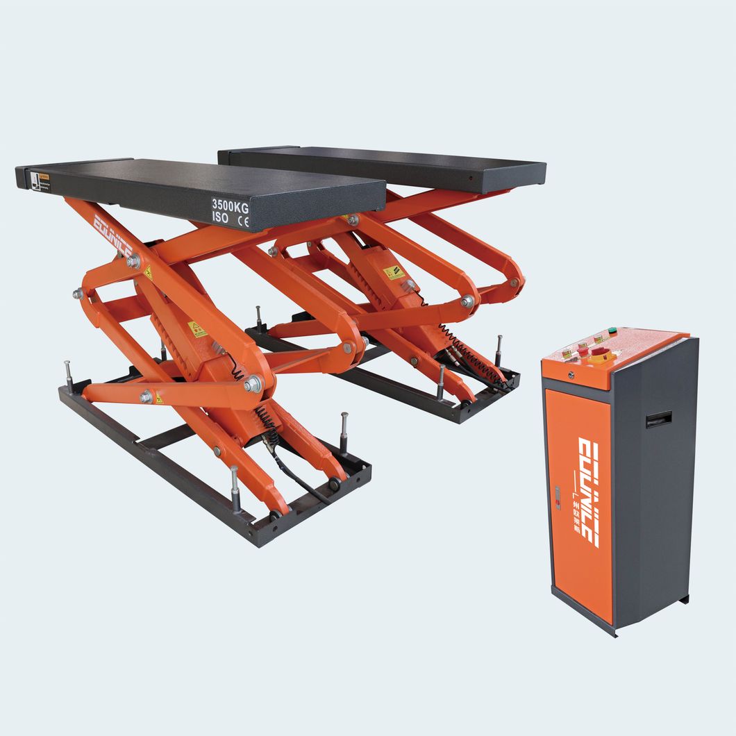 on-7803 3500kg Full Rise Scissor Lift Hoist in Ground Mounted for Automobile Garage Repair
