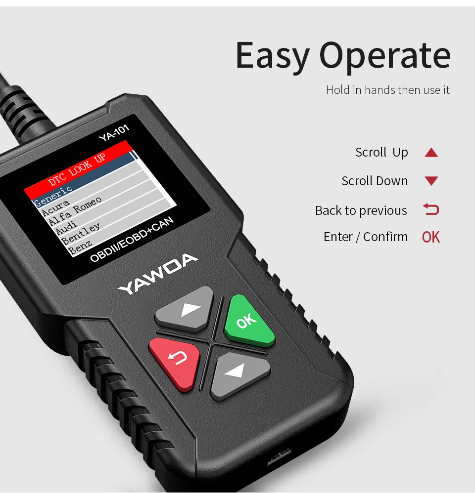 Original Ediag Yawoa Ya101 Code Reader Obdii/Eobd Ya-101 Upgrade with USB Life Long Enhanced Obdii Scanner Pk Cr3001 Cr319 Ad310