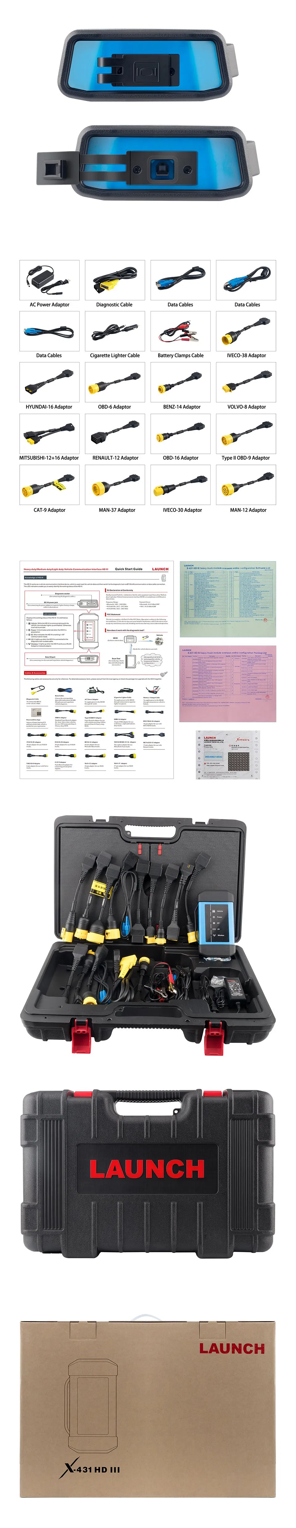 Original Launch X431 HD Heavy Duty Adapter Box HD Module Truck Diagnostic Adapter Work for X431 V+ X431 PRO3 Pad II