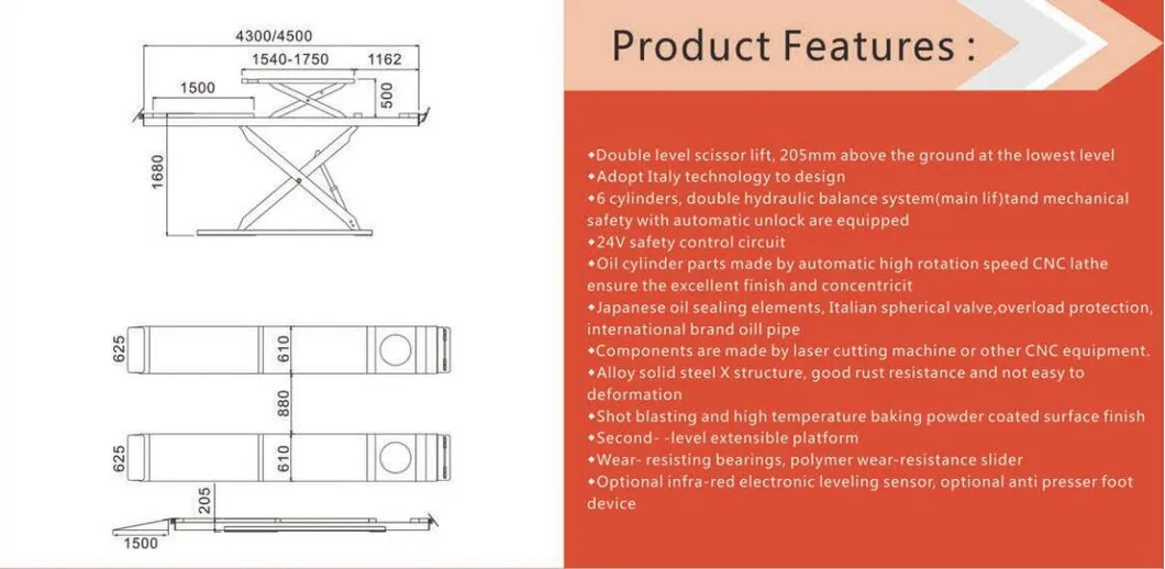 Professional Ultrathin Double Level Scissor Lift for Four Wheel Wheel Alignment/Used Home Garage Car Lift for Sale for Sale