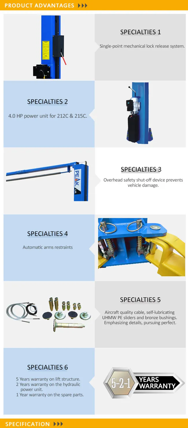 Super Symmetric Arms 2 Columns Lifter with CE Approval (212C)