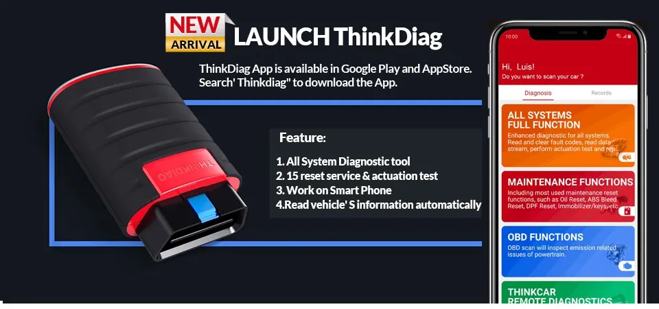 Thinkdiag Pk Easydiag Full System OBD2 Scanner Diagnostic Tool Easy Diag Obdii Code Reader
