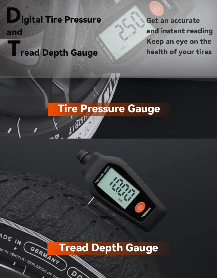 Yw-732 Multi-Functional Handheld Car Tire Pressure Gauge